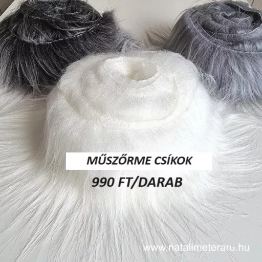 Melánzs szürke hosszú szálú műszőrme csík 5 cm x 148 cm