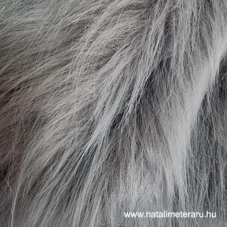   Füst szürke hosszú szálú műszőrme csík 40 cm x 148 cm