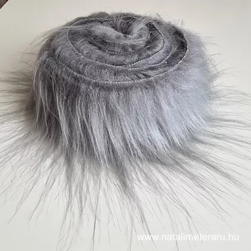 Füst szürke hosszú szálú műszőrme csík 5 cm x 148 cm