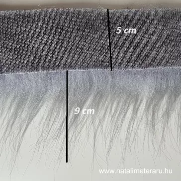Füst szürke hosszú szálú műszőrme csík 5 cm x 148 cm
