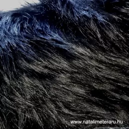 Fekete hosszú szálú műszőrme csík  40 cm x 148 cm