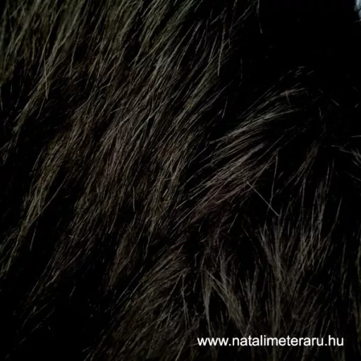 Fekete hosszú szálú műszőrme csík  40 cm x 148 cm