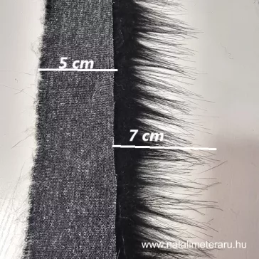 Fekete hosszú szálú műszőrme csík  5 cm x 148 cm