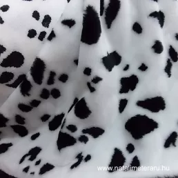 Fehér, fekete foltos (Dalmata) rövid szálú műszőrme
