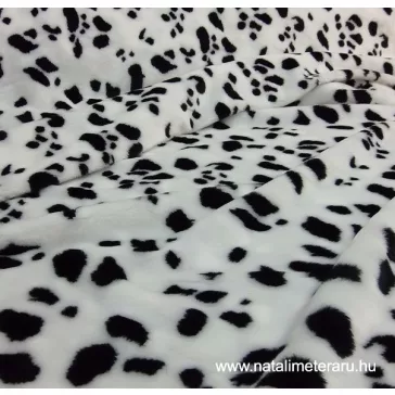   Fehér, fekete foltos (Dalmata) műszőrme csík 40 cm x 148 cm