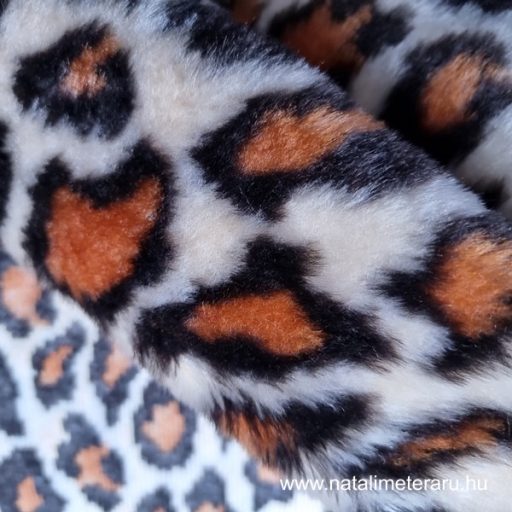 Leopárd mintás rövid szálú műszőrme