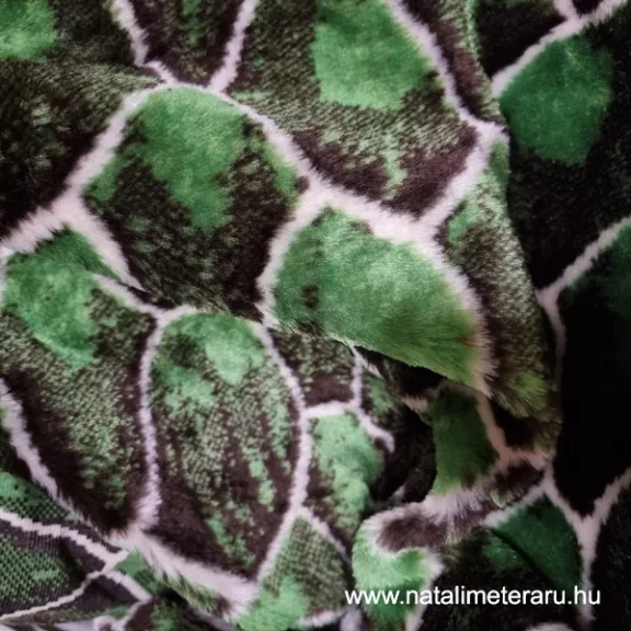 Teknőc mintás rövid szálú műszőrme (zöld) csík 20 cm x 148 cm Teknőc mintás rövid szálú műszőrme (zöld) csík 20 cm x 148 cm