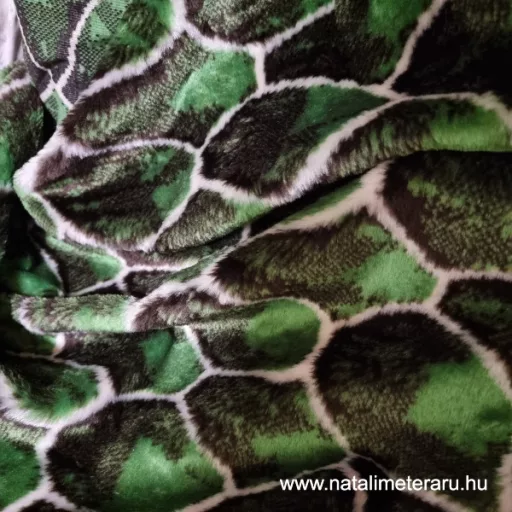 Teknőc mintás rövid szálú műszőrme (zöld) csík 40 cm x 148 cm
