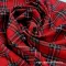 Red tartan checked fabric silver woven with thread