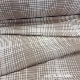 Bézs-fehér kockás lenvászon 220 cm széles