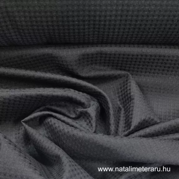 Black waffle linen fabric Black waffle linen fabric