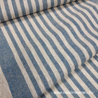 Vastag lenvászon bézs-türkizkék csíkos 50cm-es