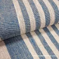 Heavyweight linen fabric beige-turquoise blue striped 50 cm