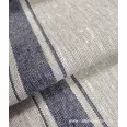   Heavyweight linen fabric beige-dark denim blue striped, 50cm wide