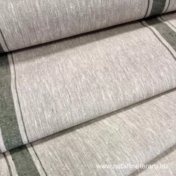 Heavyweight linen fabric beige-khaki striped 50 cm