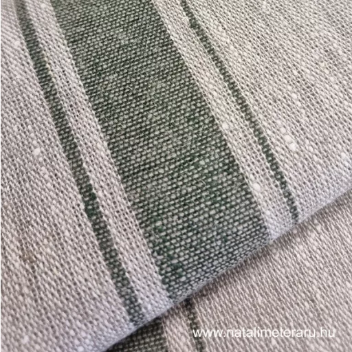 Vastag lenvászon bézs-keki csíkos 50cm-es
