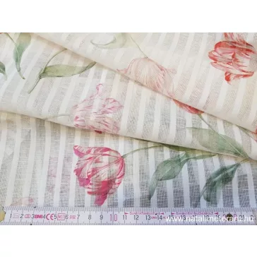   Tulipános, szövött csíkos exkluzív, 260cm széles géz len