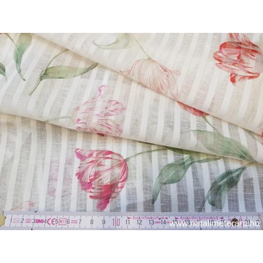 Tulipános, szövött csíkos exkluzív, 260cm széles géz len