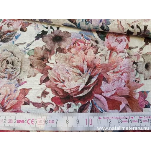 Virágözön digitális nyomású, lenvászon