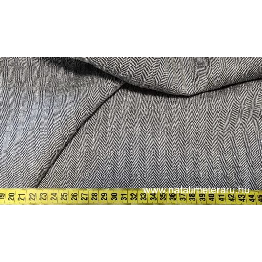 Exkluzív, melánzs szürke "halszálka" szövésű lenvászon 
