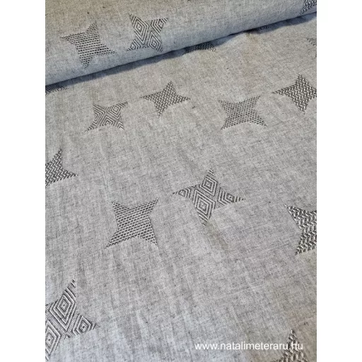 Szürke melánzs jacquard lenvászon 