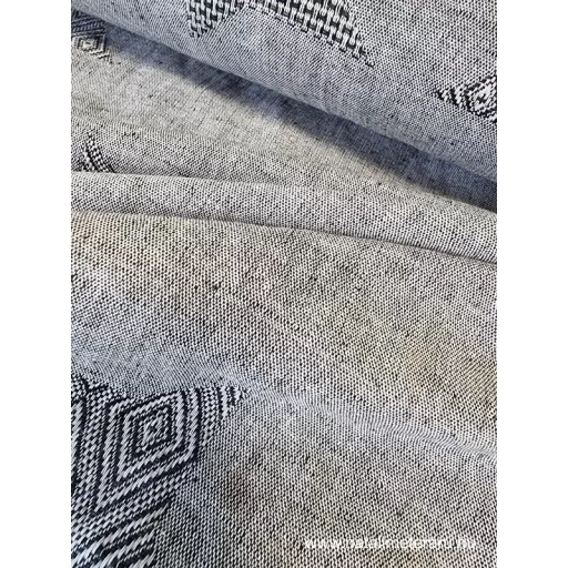 Szürke melánzs jacquard lenvászon 