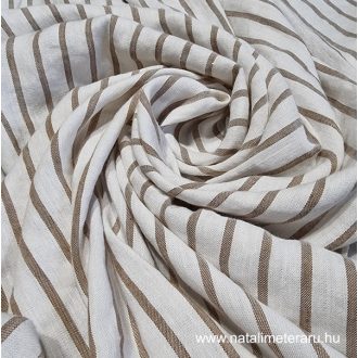   Barna-fehér csíkos, kőmosott lenvászon - 0,9 méter - UTOLSÓ DARAB
