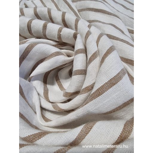 Barna-fehér csíkos, kőmosott lenvászon - 0,9 méter - UTOLSÓ DARAB