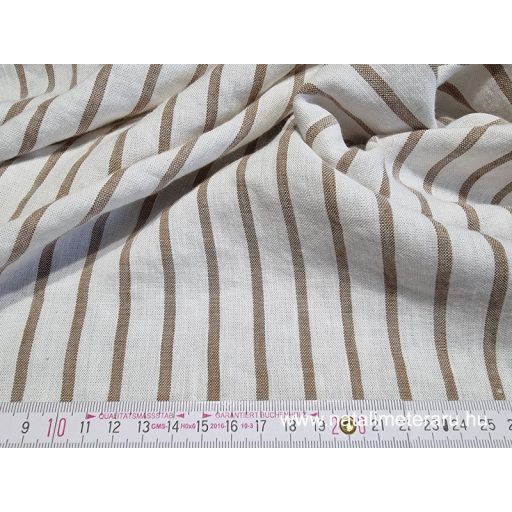 Barna-fehér csíkos, kőmosott lenvászon - 0,9 méter - UTOLSÓ DARAB
