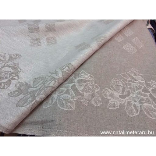 Natúr, jacquard szövésű bordűrös lenvászon - utolsó darab