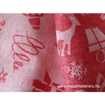   Piros karácsonyi jacquard lenvászon kész törölköző 70*160
