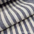   Heavyweight, natural beige-denim blue striped linen fabric 50 cm wide