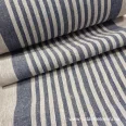   Heavyweight, natural beige-denim blue striped linen fabric 50 cm wide