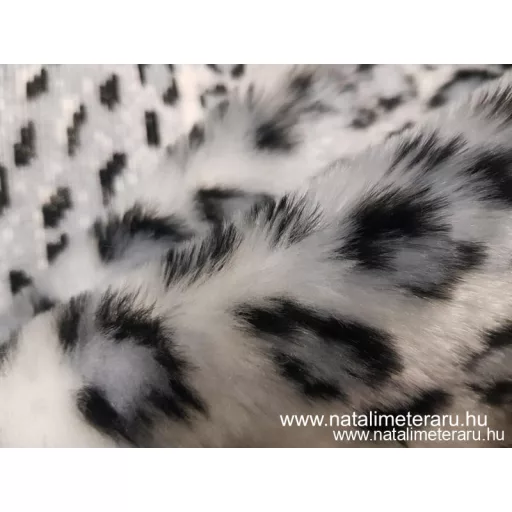 Világos szürke ocelot mintás műszőrme csík 30 cm x 148 cm