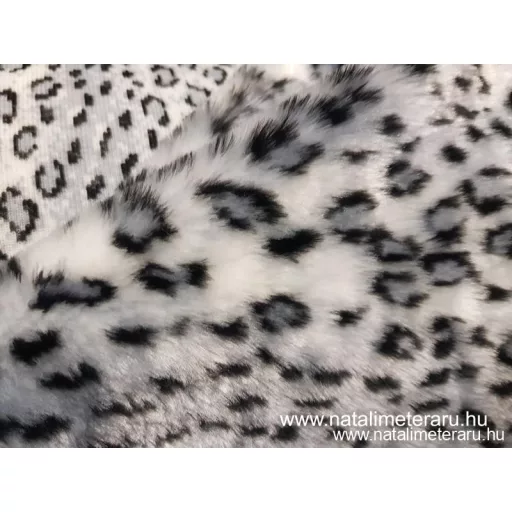 Világos szürke ocelot mintás műszőrme csík 30 cm x 148 cm