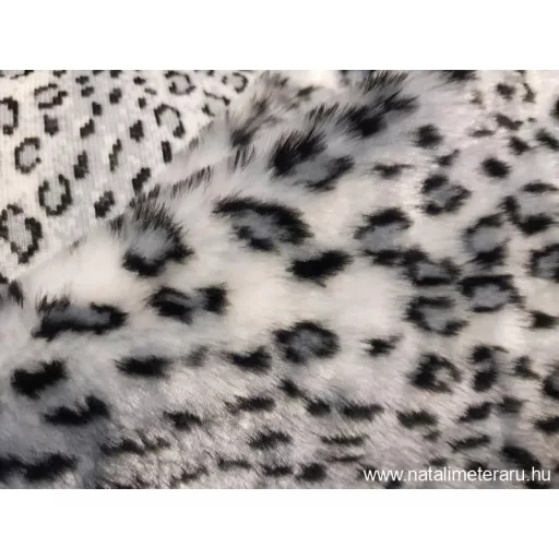 Világos szürke ocelot mintás műszőrme