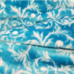 Türkizkék fehér mintás karácsonyi műszőrme