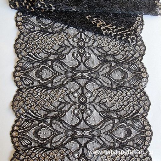 Fekete lurex elasztikus szalag csipke