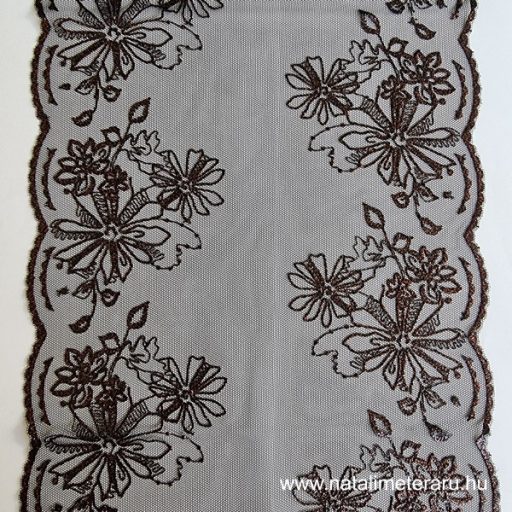 Fekete tüll csipke bronz hímzéssel