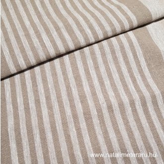 Vastag, natúr bézs csíkos lenvászon 50 cm széles