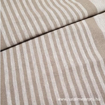 Heavyweight, natural beige striped linen fabric 50 cm wide