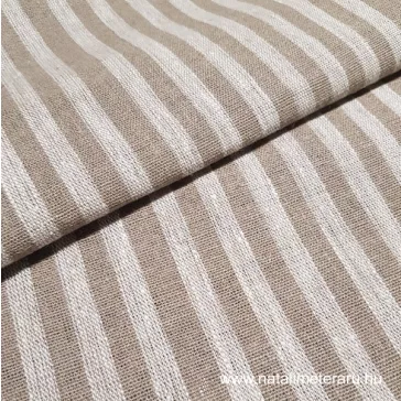 Heavyweight, natural beige striped linen fabric 50 cm wide
