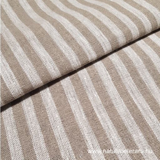 Vastag, natúr bézs csíkos lenvászon 50 cm széles