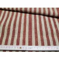 Heavyweight linen fabric beige-burgundy striped 50 cm