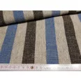Heavyweight linen fabric beige-denim blue striped 50 cm
