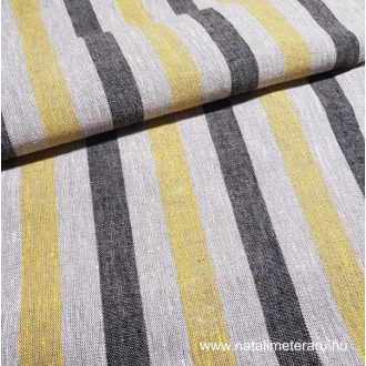 Vastag lenvászon bézs-fekete-sárga csíkos, 50cm-es