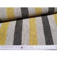 Heavyweight linen fabric beige-black-yellow striped, 50 cm