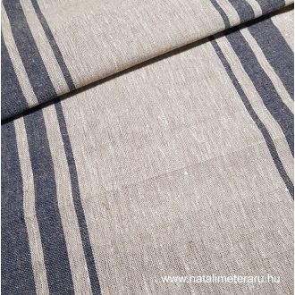 Vastag lenvászon bézs-sötét farmerkék csíkos 50cm-es