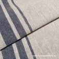 Heavyweight linen fabric beige-dark denim blue striped 50 cm