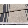 Heavyweight linen fabric beige-dark denim blue striped 50 cm